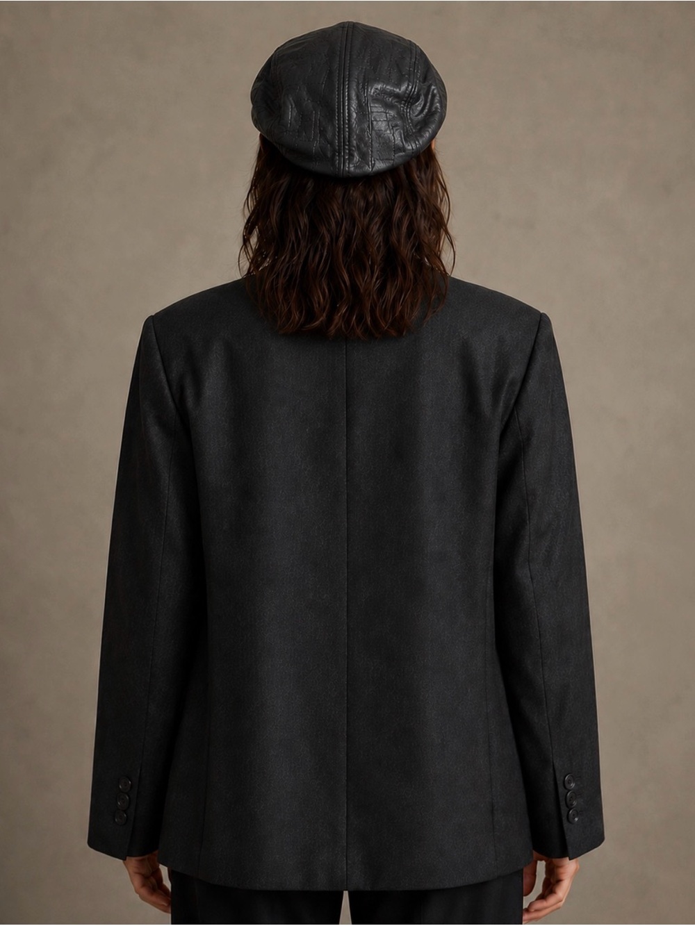 Vintage 1970’s Black Genuine Leather Patchwork Newsboy Cap Medium 22” Driver Hat - Picture 3 of 10